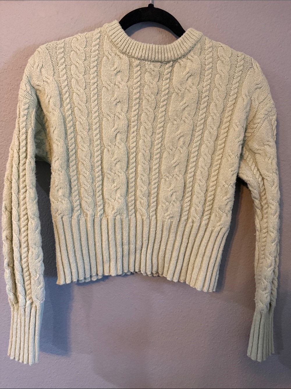 Hazel Moon Light Lime Green Cable Knit Sweater Medium